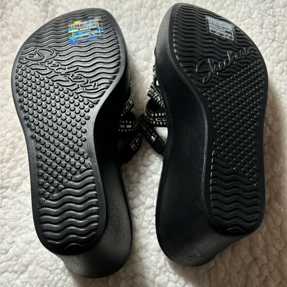 💕Black Rhinestone Wedges Size 6 New - Picture 4 of 7